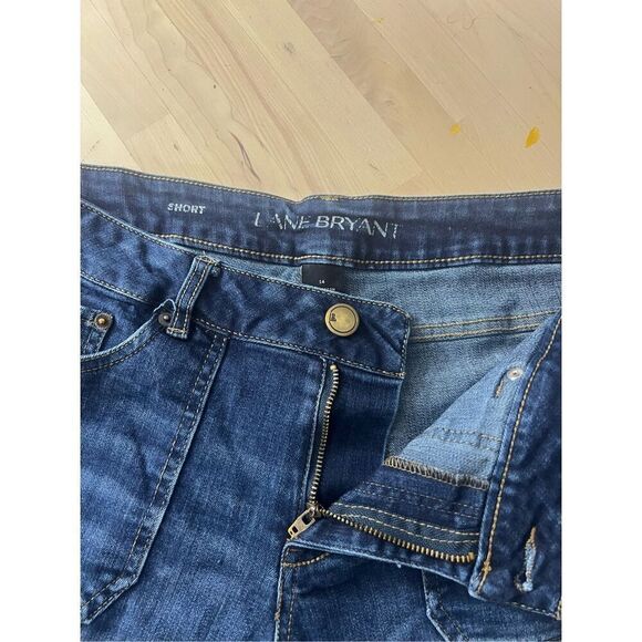 Lane Bryant Bermuda Blue Denim Shorts Size 14 Stretch Zipper Closure Pockets - Picture 6 of 10